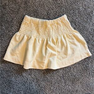 aerie Pale Yellow Smocked Mini Skirt
